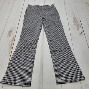 Madewell mid rise kick out jeans colorful herringbone print spruce